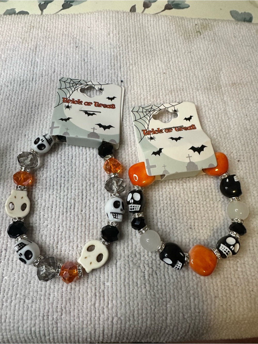 Kids Halloween Stretch Bracelet Set - Orange, Black, White